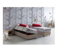 Talamo Italia Cama Individual Y Media Con Contenedor Silvia Sommier, Made In Italy, Cama Con Revestimiento De Tela, Apertura Lateral, Con Colchón De 120x190 Cm Incluido, Taupe