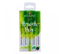 Ecoline brush pen set de 5 rotuladores de acuarela líquida - tonos ve