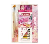Talens art creation set acrílico 12 tubos 12 ml, bloc de papel a4, pi