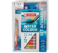 Talens art creation set acuarela 12 tubos 12 ml, bloc de papel a4, pin