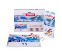Talens Art Creation set combinado papel acuarela 12x12 ml, papel A4, 3 pinceles, set inicial ideal