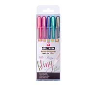SAKURA Gelly Roll Oro Sombra Purpurina Bolígrafos de gel Juego de 5 | Especial Metálico | Bolígrafos para escribir, dibujar, diario y manualidades