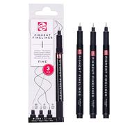 Talens Pigment Fineliner Set, 3 rotuladores de punta fina, 0,2mm, 0,3mm, 0,4mm, resistente a la luz, permanente & a base de agua, ideal para escritura & dibujo detallado