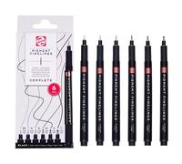Talens Pigment Fineliner Set Completo, 6 piezas, 0,20 mm - 0,70 mm, tinta resistente a la luz, permanente, a base de agua para dibujar, hacer bocetos, escribir y tomar notas
