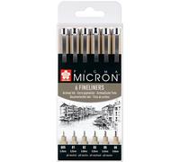 Talens sakura estuche de 6 rotuladores permanentes pigma micron fineliner negro