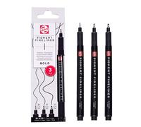 Talens Set Pigment Fineliner Bold, 3 piezas, negro, 0.50mm, 0.60mm, 0.70mm, tinta resistente a la luz, permanente y a base de agua, para diversos trabajos de líneas