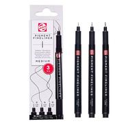Talens Set de rotuladores pigmentados medium, 3 piezas, 0.30 mm, 0.40 mm, 0.50 mm, tinta permanente, resistente a la luz, a base de agua