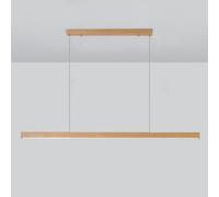 TaleTre Lámpara lineal LED de madera natural, lámpara colgante de tira larga simple y moderna, 3 temperaturas de color, isla de cocina, mesa de billar, dormitorio, barra, luces de techo cambiantes, co