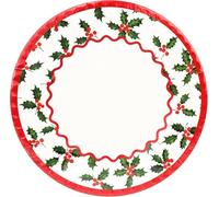 Talking Tables 10 platos de papel desechables elegantes con bonito diseño de acebo, reciclables, para Navidad, fiestas de cumpleaños, bodas, aniversarios, 27 cm