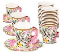 Talking Tables TSALICE-CUPSETV2 Set de tazas con mango y platillos, Cartón, Multicolor, Juego de 12 piezas