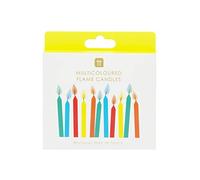 Talking Tables 12 velas de cumpleaños de llama de colores para decoración de pasteles, fiesta mágica, llamas de ángel