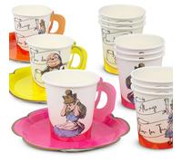 Talking Tables | 12x Alicia en el País de las Maravillas Juego de Taza y Plato, Sombrerero Loco Decoración de Tarde de Té para Cumpleaños, Baby Shower, Bodas