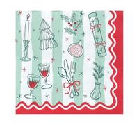 Talking Tables 20 servilletas de papel de Navidad con estampado de Bon Noel, desechables, reciclables, 33 x 33 cm, elegante vajilla festiva, color rojo y verde