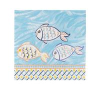 Talking Tables 20 servilletas de papel de pescado, servilletas de inspiración mediterránea, picnic de verano, suministros de fiesta en el jardín, desechables, amarillo, azul océano