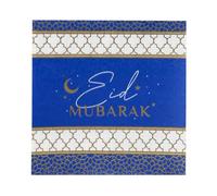 Talking Tables 20 servilletas Eid azules y doradas, servilletas de papel desechables reciclables para fiestas, decoraciones de fiesta de mesa para festivales, fiestas, sin plástico