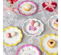 Talking Tables 24 Bonitos Platos de Té Florales Vintage Desechables para Merienda Cumpleaños Boda Baby Shower Día de la Madre Vajilla Resistente 17,5cm