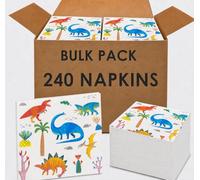 Talking Tables 240 servilletas de papel de dinosaurio, 33 cm, diseño de dinosaurio de dibujos animados, perfectas para una fiesta de cumpleaños infantil o celebración temática de dinosaurios