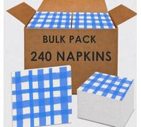 Talking Tables 240 servilletas desechables a cuadros azules, servilletas de papel reciclado a cuadros para picnics, barbacoas y cenas al aire libre, cumpleaños, bodas, 33 cm
