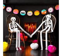 Talking Tables 2x Esqueletos colgantes Decoraciones para fiestas de Halloween | Panales de papel Mr & Mrs | Calaveras del día de los muertos, accesorios de cementerio