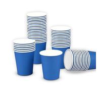 Talking Tables 60 vasos de papel desechables azules para fiestas de cumpleaños, bodas, vacaciones, bebidas, bricolaje, 250 ml