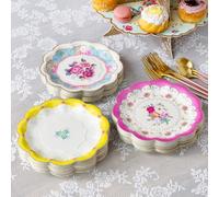 Talking Tables 60 x Platos de Papel Desechables Fiesta de Té Vintage Floral Bonitos 17.8cm Truly Scrumptious Platos Elegantes Cumpleaños Boda Baby Shower Aniversario