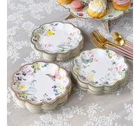 Talking Tables 60 x Platos de Papel Hada 3 Diseños Floral y Mariposa Plato Fiesta Niñas Baby Shower Jardín o Té Vintage Hada Cumpleaños Merienda 17.8cm