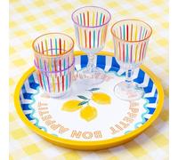 Talking Tables Bandeja redonda grande para servir bebidas, aperitivos, condimentos, decoración y colorido diseño de limón, ideal para comedor de verano, barbacoa, comedor al aire libre, fiestas en el