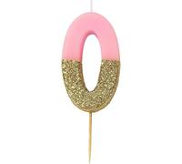 Talking Tables Bday-Candle-0 We Heart Birthdays Glitter Candle, Rosado