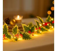 Talking Tables Cadena de Luces LED Acebo 2,6 m 10 Luces a Pilas Decoración Navideña Fiesta Interior Hogar Elegante Decorativa