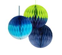 Talking Tables Decoraciones de panal de papel verde y azul - Juego de 3, 20 cm | Decoraciones de fiesta colgantes para fiestas infantiles bajo el mar, bodas de invierno, festivales
