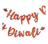 Talking Tables Diwali - Decoración Colgante para Fiestas, banderines Reutilizables para tu celebración, el Letrero de Bienvenida Viene en Naranja Vibrante con un Colorido diseño de Vela en Cada