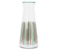 Talking Tables Jarra de vidrio a rayas rojas y verdes, jarra de vidrio de cuello estrecho de 25 cm para nevera, agua, leche, té helado, jugo, bebidas, decantador de vino, Navidad, Papá Noel secreto