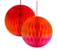 Talking Tables Juego de 2 decoraciones de panal de papel degradado rojo, naranja y rosa, 25 cm | Decoraciones de fiesta para colgar cumpleaños arco iris, festival Halloween