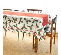 Talking Tables Mantel de Navidad de 180 x 140 cm, Reutilizable, de Tela, con diseño de Acebo, se Limpia con un paño, decoración de Mesa de Navidad