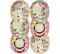 Talking Tables - Paquete de 12 platos descartables con motivo Alicia en el País de las Maravillas, 17 cm. Artículos para fiesta del té del Sombrerero Loco. Decoraciones para fiestas de cumpleaños, baby showers y festejos.