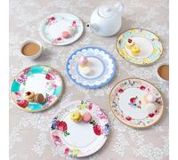 Talking Tables Paquete de 24 platos de papel floral vintage para té de la tarde, realmente deliciosos, para fiestas de cumpleaños, baby shower, boda y aniversario, vajilla desechable, 23 cm