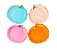 Talking Tables Paquete de 8 platos de Halloween | Vajilla desechable en forma de calabaza naranja, azul y rosa para fiesta, otoño, Acción de Gracias, plato de Halloween
