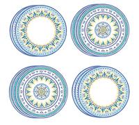 Talking Tables Platos de papel geométricos marroquíes amarillos y azules | Vajilla desechable para fiesta de verano, cumpleaños, reciclable, paquete de 12, 23 cm