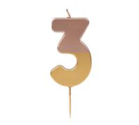 Talking Tables Rose Gold Number 3 Candle for Cakes