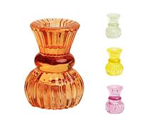 Talking Tables Set de 2 Portavelas Pequeños Naranjas de Vidrio - Para Velas Cónicas y Tealights - Decoración de Mesa de Interior o Exterior - 7,5 cm