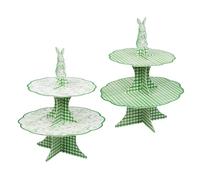 Talking Tables Soporte reutilizable para tartas de Pascua de 2 niveles | Temática de conejo de primavera | Tarjeta de papel 100% reversible de doble cara, para cumpleaños, té de la tarde, baby shower,