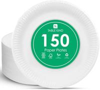 Talking Tables Table Kind 150 Platos de Papel Blancos 22cm a Granel para Catering Empresarial, Eventos y Uso Diario - Platos Redondos Desechables, Reciclables y Compostables, Fabricados en la UE