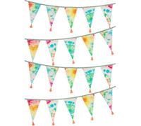 Talking Tables Tie Dye Rainbow Fabric Bunting with Tassels - 3m | Indoor Outdoor Triangle Flag Pennant Garland, 100% Cotton, 60s 70s Hippie Summer Festival Party Decorations