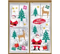 Talking Tables UK - Adhesivos reutilizables para ventanas de Navidad (sin pegamento), decoraciones festivas para fiestas de Navidad, aptas para niños, con Papá Noel, Rodolfo, copos de nieve, árboles