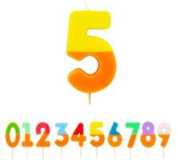 Talking Tables Vela naranja y amarilla número 5 para tartas | Decoración colorida para tartas de cumpleaños para fiestas infantiles, niños 5, 15, 50, niñas, aniversario, hito