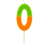 Talking Tables Vela naranja y verde número 0 para tartas | Decoración colorida para tartas de cumpleaños para fiestas infantiles, niños, niñas, aniversario, hito