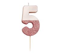 Talking Tables- Vela Número 5 Con Brillo De Oro Rosa Para niños, adultos, 50 cumpleaños, aniversario, hito, Color (BDAY-CANDLE-RG-5)