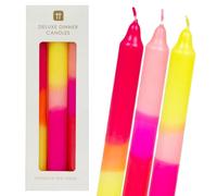 Talking Tables - Velas cónicas degradadas, sin perfume, rosa neón, naranja y amarillo, paquete de 3, 20 cm