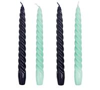 Talking Tables - Velas italianas en espiral trenzadas, sin perfume, color azul marino y verde menta, 4 unidades
