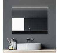 Talos Espejo de baño con iluminación Black Home - Espejo de baño de 80 x 60 cm - Espejo de baño con práctica repisa